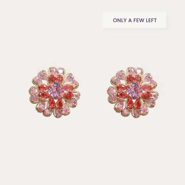 Fancy Pink Sapphire Floral Earrings