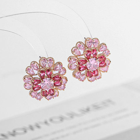 Fancy Pink Sapphire Floral Earrings