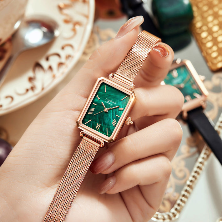 Rectangular Malachite Face Watch