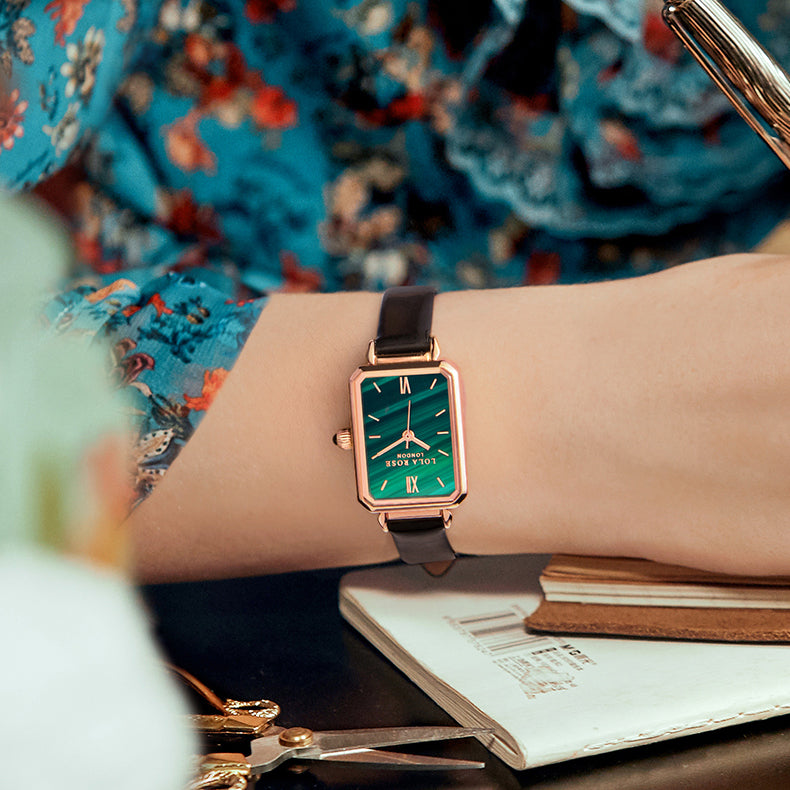 Rectangular Malachite Face Watch