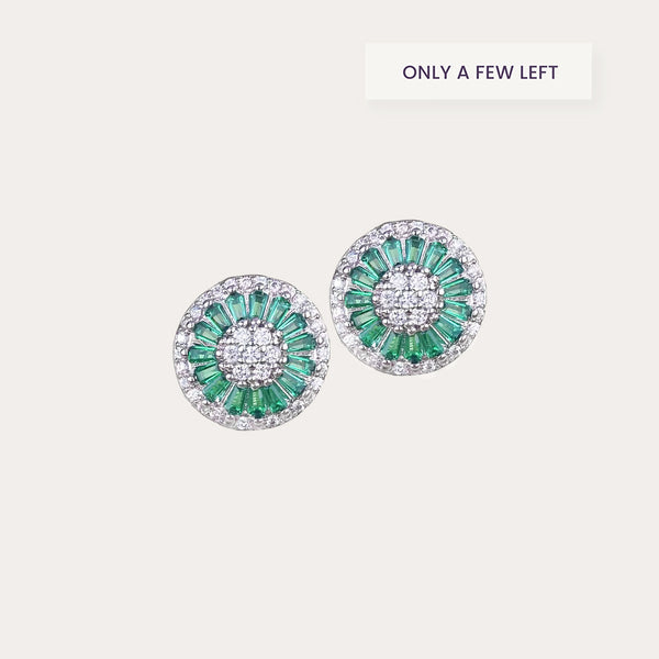 Emerald Halo Stud Earrings