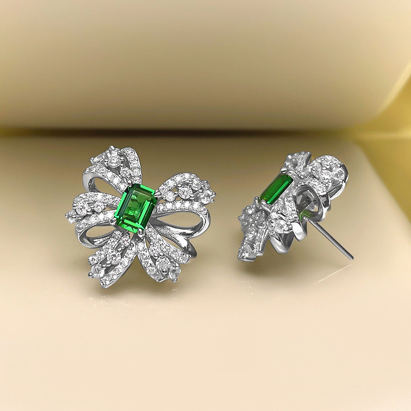 Pave Bowknot Emerald Set