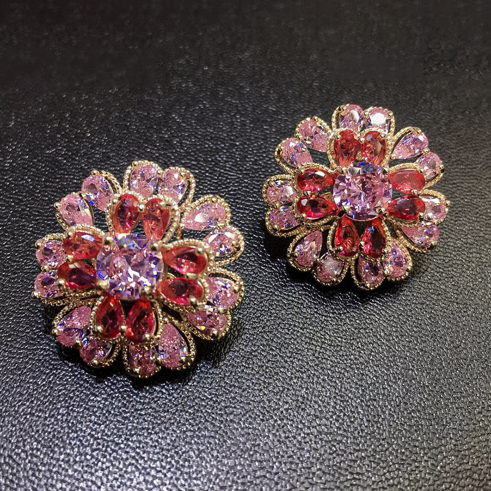 Fancy Pink Sapphire Floral Earrings