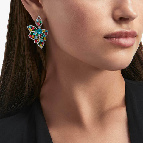 Mosaic Floral Drop Earrings