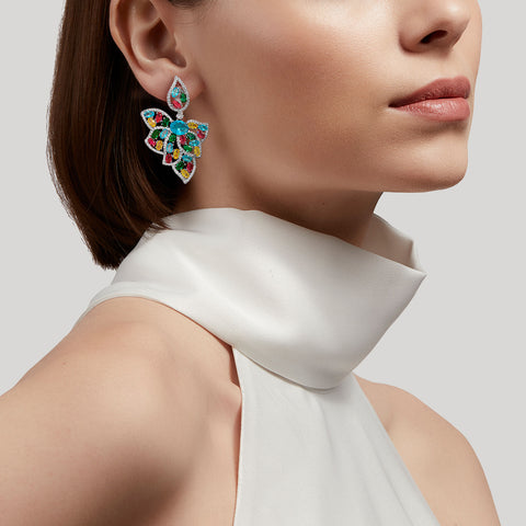 Mosaic Floral Drop Earrings