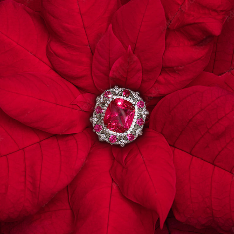 Pink Halo Ruby Open Ring