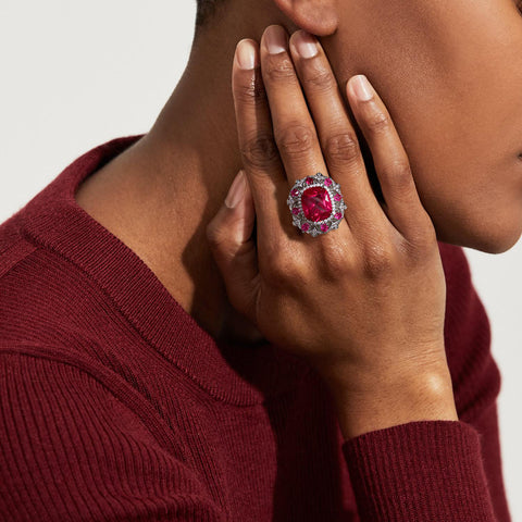 Pink Halo Ruby Open Ring