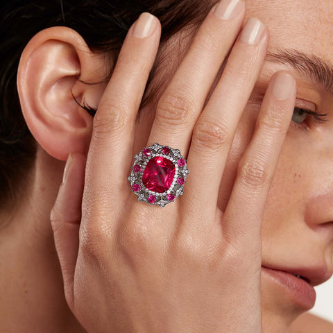 Pink Halo Ruby Open Ring