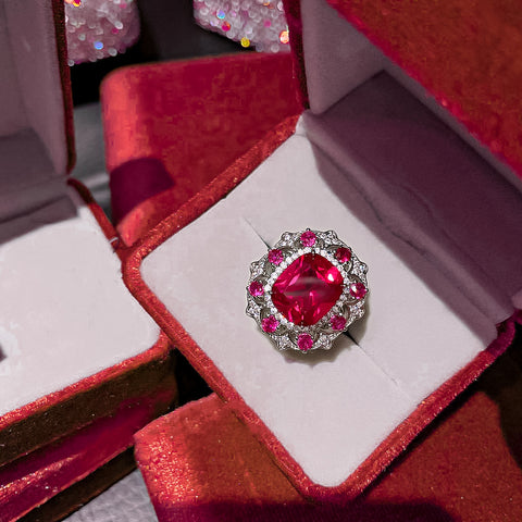 Pink Halo Ruby Open Ring