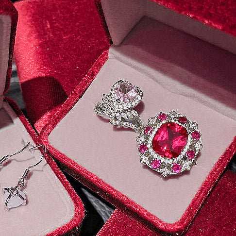 Pink Halo Ruby Open Ring